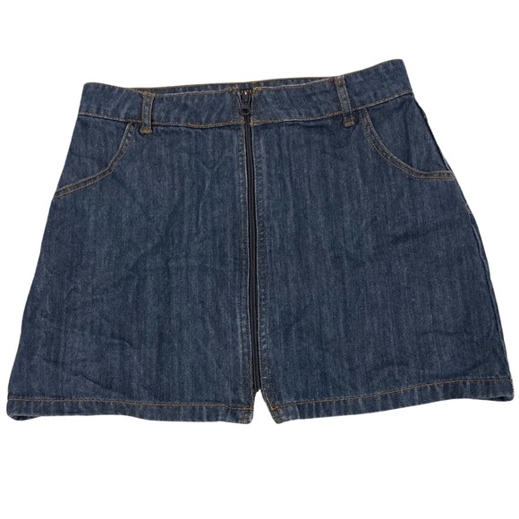 Forever 21 Denim Jean Zip Front Mini Skirt Size Medium - Picture 1 of 3